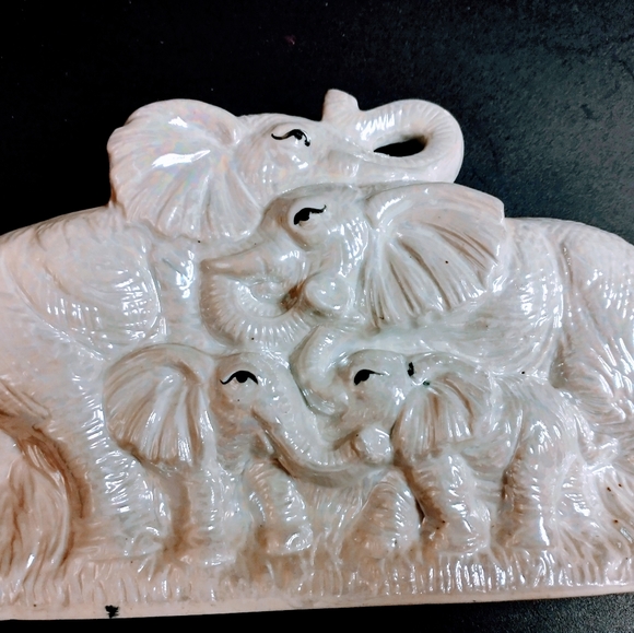 Elephant Family Statue Figure Ceramic - Picture 5 of 6